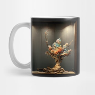 Sculpture with intricated flowers, trees, exploding and dispersing all around Mug